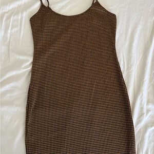 Bear Dance Brown Houndstooth Mini Dress